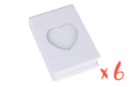 Lot de 6 boîtes à notes en carton blanc avec fenêtre coeur  - Carnets en carton - 10doigts.fr