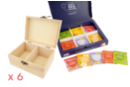 Boites à thé en bois - 6 pièces + CADEAU d'un coffret de 24 sachets de thé - Boîtes en bois 27754 - 10doigts.fr