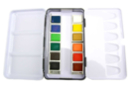 Boite aquarelle de voyage - 12 godets - Peinture aquarelle - 10doigts.fr