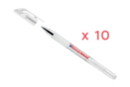 Boite de 10 stylos encre gel - Blanc - Stylos et marqueurs - Emballage Créatif 55235 - 10doigts.fr