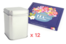 Boites à thé en métal 8 cm - 12 pièces + CADEAU d'un coffret de 24 sachets de thé - Supports en Métal 38312 - 10doigts.fr