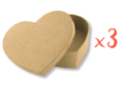 Boîtes cœur 13 x 10 cm - H : 3,5 cm - Lot de 3 - Boîtes en carton 11997 - 10doigts.fr