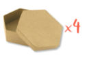 Boîtes hexagonales Ø 10,5 cm -  H : 3,5 cm - Lot de 4 - Boîtes en carton 12131 - 10doigts.fr
