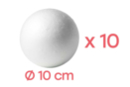 Boules en polystyrène Ø 10 cm -  10 pièces - Boules en polystyrène - 10doigts.fr