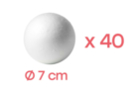 Boules en polystyrène Ø 7 cm -  40 pièces - Boules en polystyrène 12682 - 10doigts.fr