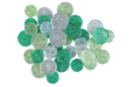 Boutons en acrylique, vert pailleté - 1 set de 36 boutons - Boutons - 10doigts.fr
