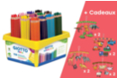 Coffret de 108 gros crayons de couleur GIOTTO Méga + CADEAUX 8 mobiles à colorier - Crayons de couleurs 57024 - 10doigts.fr