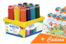 Coffret de 108 maxi crayons de couleur GIOTTO Méga + CADEAU d'une fresque géante + 16 toupies à colorier - Crayons de couleurs 33155 - 10doigts.fr