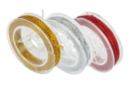 Cordons polyester métallisés - Set de 3 bobines : argent, or, rouge - Chenilles, pompons, rubans - 10doigts.fr