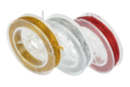 Cordons polyester métallisés - Set de 3 bobines : argent, or, rouge - Fils et cordons 11500 - 10doigts.fr