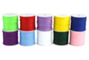 Set de 10 bobines de 50 mètres (total de 500 mètres) de cordon polyester queue de rat ø 1 mm, 10 couleurs vives assorties - Bijoux, bracelets, colliers 16303 - 10doigts.fr