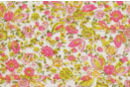 Coupon de tissu en coton imprimé ( 43 x 53 cm )- Fleuris rose et jaune - Coupons de tissus 30113 - 10doigts.fr