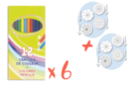 Crayons de couleur - 6 pochettes (72 crayons) + CADEAU 8 toupies à colorier - Crayons de couleurs 18418 - 10doigts.fr