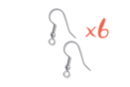 Crochets d'oreilles argentées - Lot de 6 - Boucles d'oreilles - 10doigts.fr