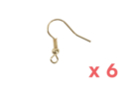 Crochets d'oreilles or - 6 pièces - Boucles d'oreilles 01603 - 10doigts.fr