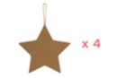 Etoiles en carton kraft epais - 4 étoiles - Guirlandes et suspensions Noël 58797 - 10doigts.fr