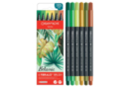 Feutres brush FIBRALO - 6 couleurs "Botanic" - Feutres pinceaux : précision et souplesse pour dessiner 60216 - 10doigts.fr