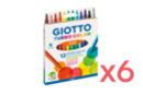 Feutres Giotto Turbo Color - 6 boites de 12 feutres (72 feutres) - Feutres pointes moyennes 08112 - 10doigts.fr