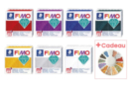 FIMO : Kit de 7 couleurs pailletées + CADEAU roulette canes animaux - Packs Promo pâtes Fimo 16525 - 10doigts.fr