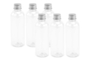 Flacons avec bouchon en métal - 6 pièces - Plastique Transparent 54730 - 10doigts.fr