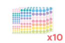 Gommettes rondes Pastel - 10 sets (3480 gommettes) - Gommettes rondes : l'essentiel du graphisme et de l'éveil créatif 17026 - 10doigts.fr