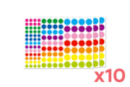Gommettes rondes vives - 10 sets (3480 gommettes) - Gommettes formes assorties 17020 - 10doigts.fr