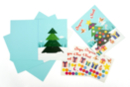 Kit cartes sapin de Noël + gommettes - 1 set (4 cartes) - Cartes de voeux 56134 - 10doigts.fr