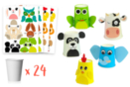 Kit gobelets animaux à fabriquer - 24 gobelets - Kits clés en main - 10doigts.fr