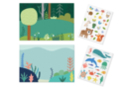 Gommettes + 2 décors : 2 Thèmes (mer et forêt) - Kits créatifs avec gommettes : le plein d’idées pour les petits artistes 55741 - 10doigts.fr