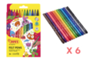 Feutres JOVI pointes moyennes - 6 pochettes de 12 feutres - Feutres pointes moyennes : l'outil polyvalent pour le dessin et l'école 59637 - 10doigts.fr