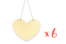 Plaques coeur en bois à suspendre + cordons - 6 pièces - Plaque de porte - 10doigts.fr
