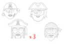 Masques pirates - Lot de 3 sets de 4 - Masques 12807 - 10doigts.fr