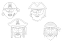Masques pirates - Set de 4 - Masques 12806 - 10doigts.fr