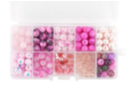 Valisette de 200 perles - Camaïeu rose - Perles Acrylique - 10doigts.fr