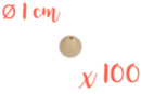 Perles bois 1 cm / Ø trou 3 mm - 100 perles - Perles Bois - 10doigts.fr