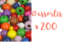 200 perles rondes en bois couleurs et ø assortis (50 perles par diamètre : 5mm, 8mm, 1cm et 1,2cm) - Bijoux, bracelets, colliers 03836 - 10doigts.fr