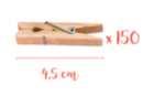 Pinces à linge 4,5 cm - 150 pièces (3 lots de 50 pcs) - Pinces à linge en bois 05863 - 10doigts.fr