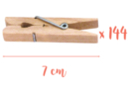 Pinces à linge 7 cm - 4 lots de 36 (144 pinces) - Pinces à linge en bois brut 06392 - 10doigts.fr