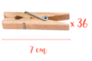 Pinces à linge 7 cm - Lot de 36 - Pinces à linge en bois brut 06210 - 10doigts.fr