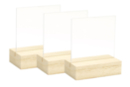 Plaques transparentes avec socles en bois - 7 x 7 cm - Lot de 3  - Cadres photos en bois - 10doigts.fr