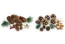 Pochons déco Noël nature - Assortiments 1 & 2 - Fleurs séchées, pommes de pin 51639 - 10doigts.fr