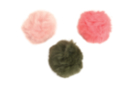 Pompons en fausse fourrure - couleurs rose clair, rose corail, kaki - Pompons - 10doigts.fr