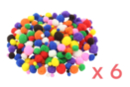 Pompons colorés  (tailles : 1 cm - 2 cm - 2,5 cm) - 1800 pièces (6 sets) - Pompons - 10doigts.fr