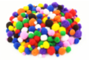 Pompons colorés  (tailles : 1 cm - 2 cm - 2,5 cm) - 300 pièces (1 set) - Pompons - 10doigts.fr