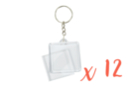 Porte-clés carrés (4 x 4 cm) -  6 lots (= 12 pièces) - Plastique Transparent 18133 - 10doigts.fr