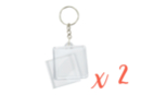 Porte-clés carrés (4 x 4 cm) - 1 lot (= 2 pièces) - Plastique Transparent 18132 - 10doigts.fr