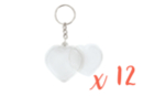 Porte-clés cœurs (5 x 4,8 cm) - Lot de 12 - Plastique Transparent 18126 - 10doigts.fr