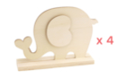 Porte-photo Éléphant en bois - 4 pièces - Cadres photos en bois 58553 - 10doigts.fr
