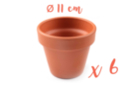 Pots en terre cuite Ø 11 cm - Hauteur 10 cm - 6 pots - Supports en Céramique et Terre Cuite 04044 - 10doigts.fr