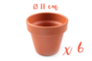 Pots en terre cuite Ø 11 cm - Hauteur 10 cm - 6 pots - Supports en céramique à décorer 04044 - 10doigts.fr